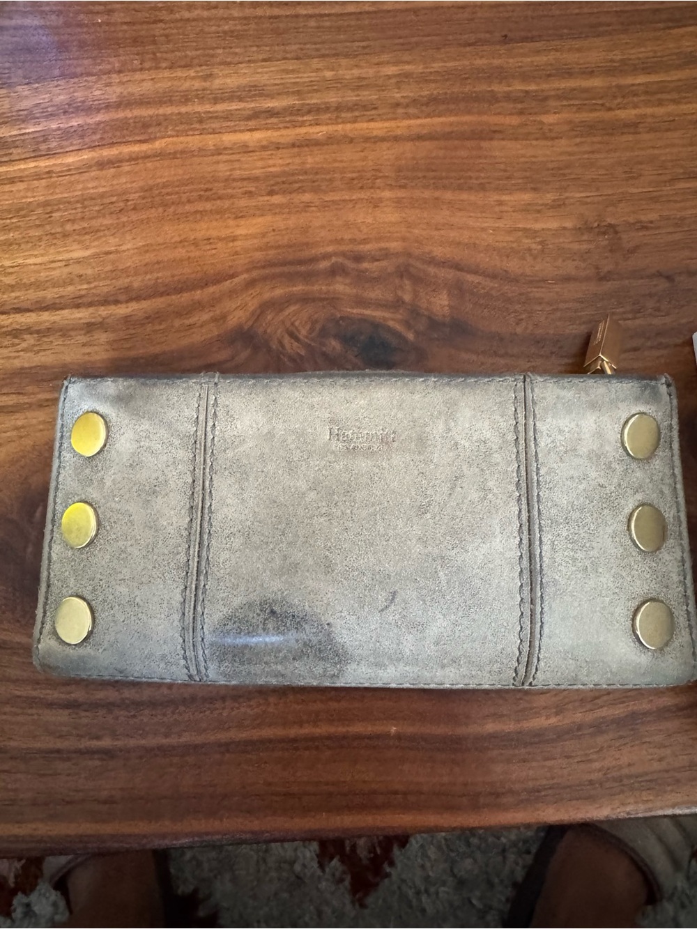 Hammitt Metallic Gold Leather Zip Wallet AS IS SEE WEAR